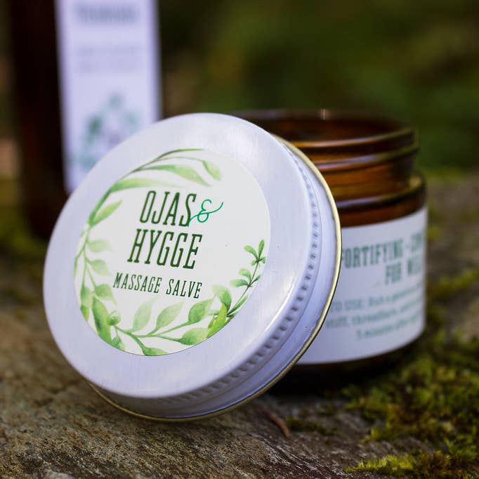 Salve de massage Hygge Ojas + pour la vente par MJH Ayurvedic Botanicals