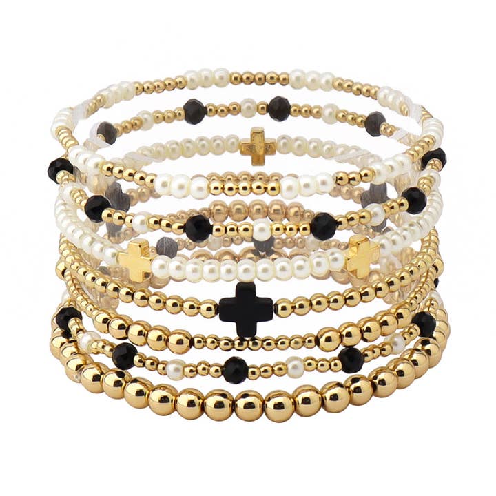 Black Cross Stretch Bracelet Set for wholesale by What's Hot