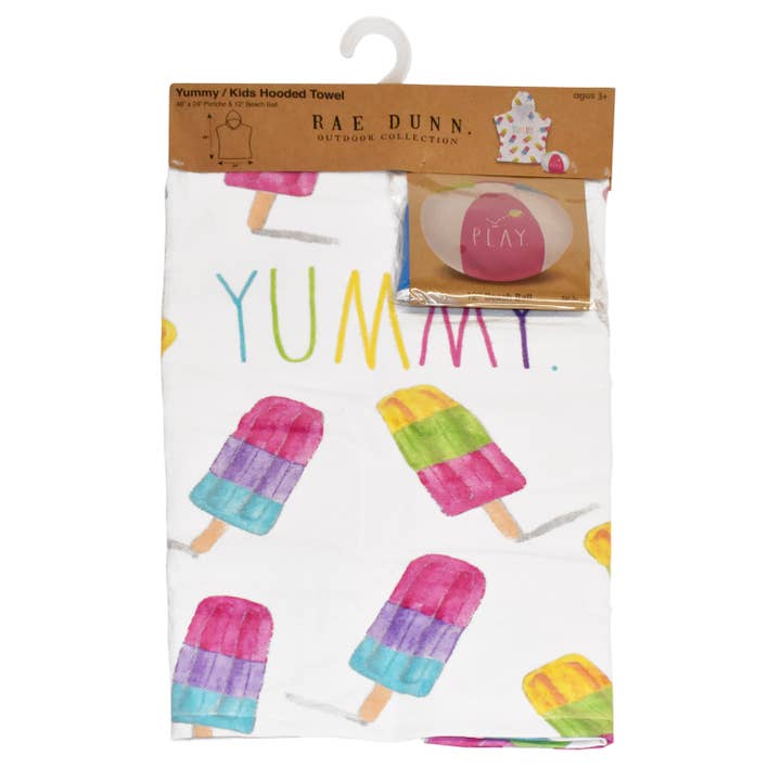 Coconut Outdoor - Wholesale Poncho Towel - Kids & Baby - Rae Dunn Kids Poncho Towel with Beach Ball - 12pk Assortment