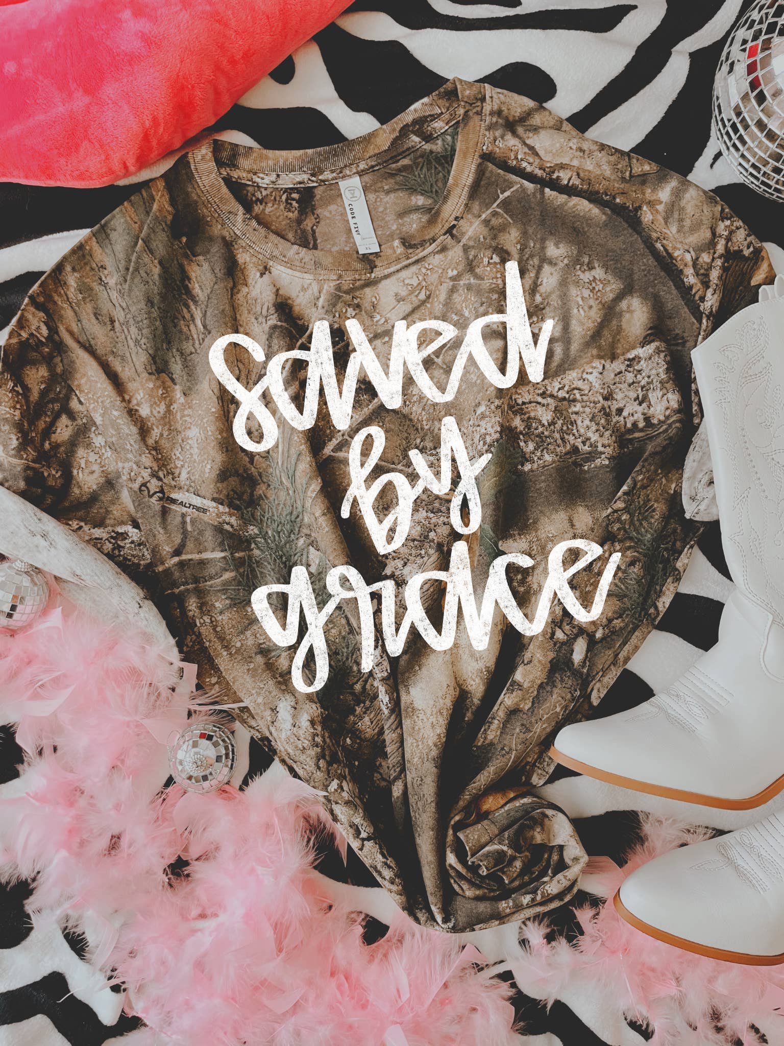 Downtown Darling Wholesale - Wholesale Screen Printed T-Shirt - Women's - Saved By Grace Tee (Runs Big)