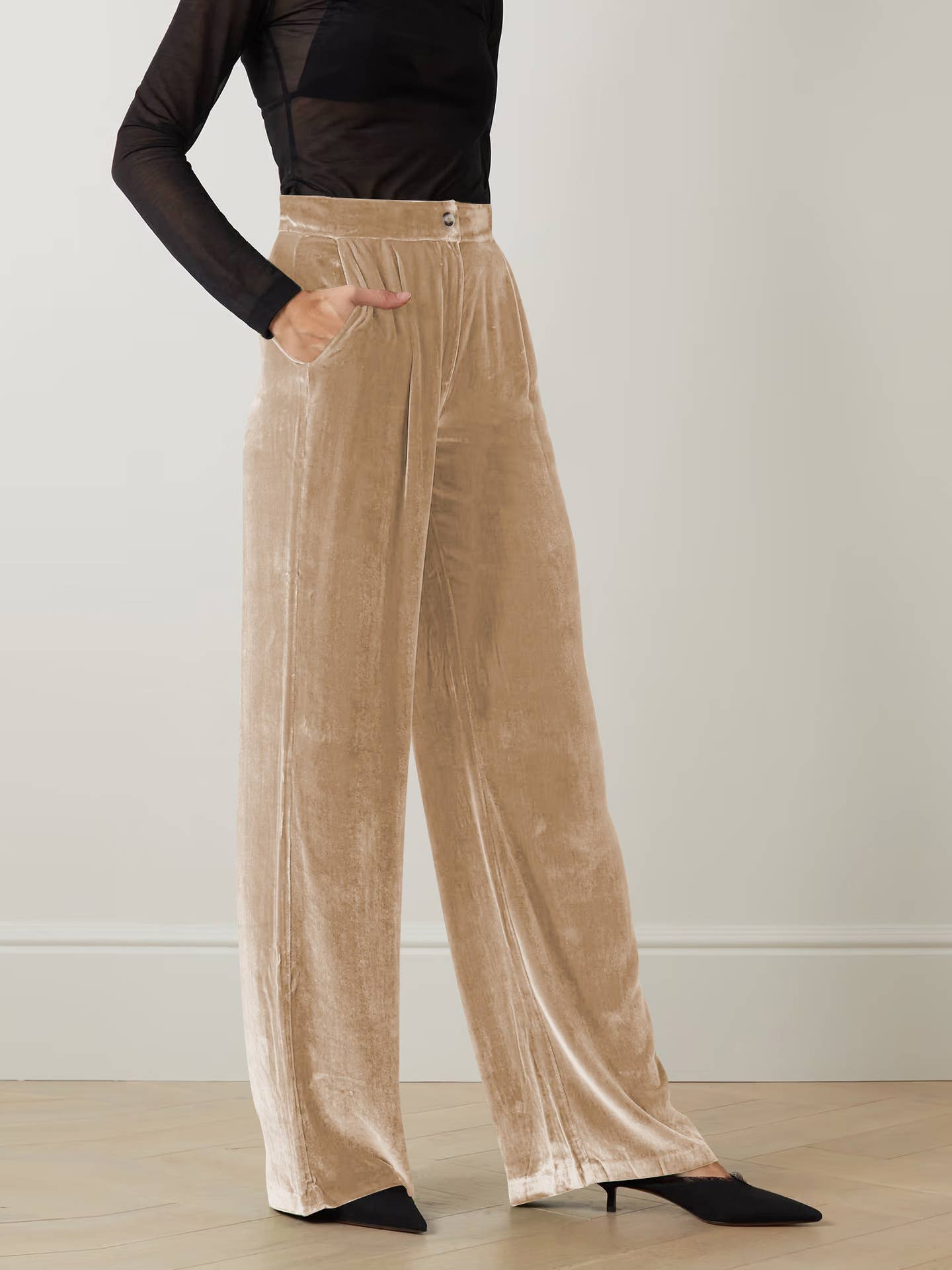 Sweetkama - Wholesale Pants - Women's - Solid Color Casual Style Wide Leg Velvet Pants GKBE0014