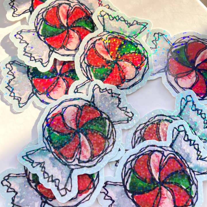 Peppermint Candy Waterproof Sticker for wholesale by stickersbyjodi