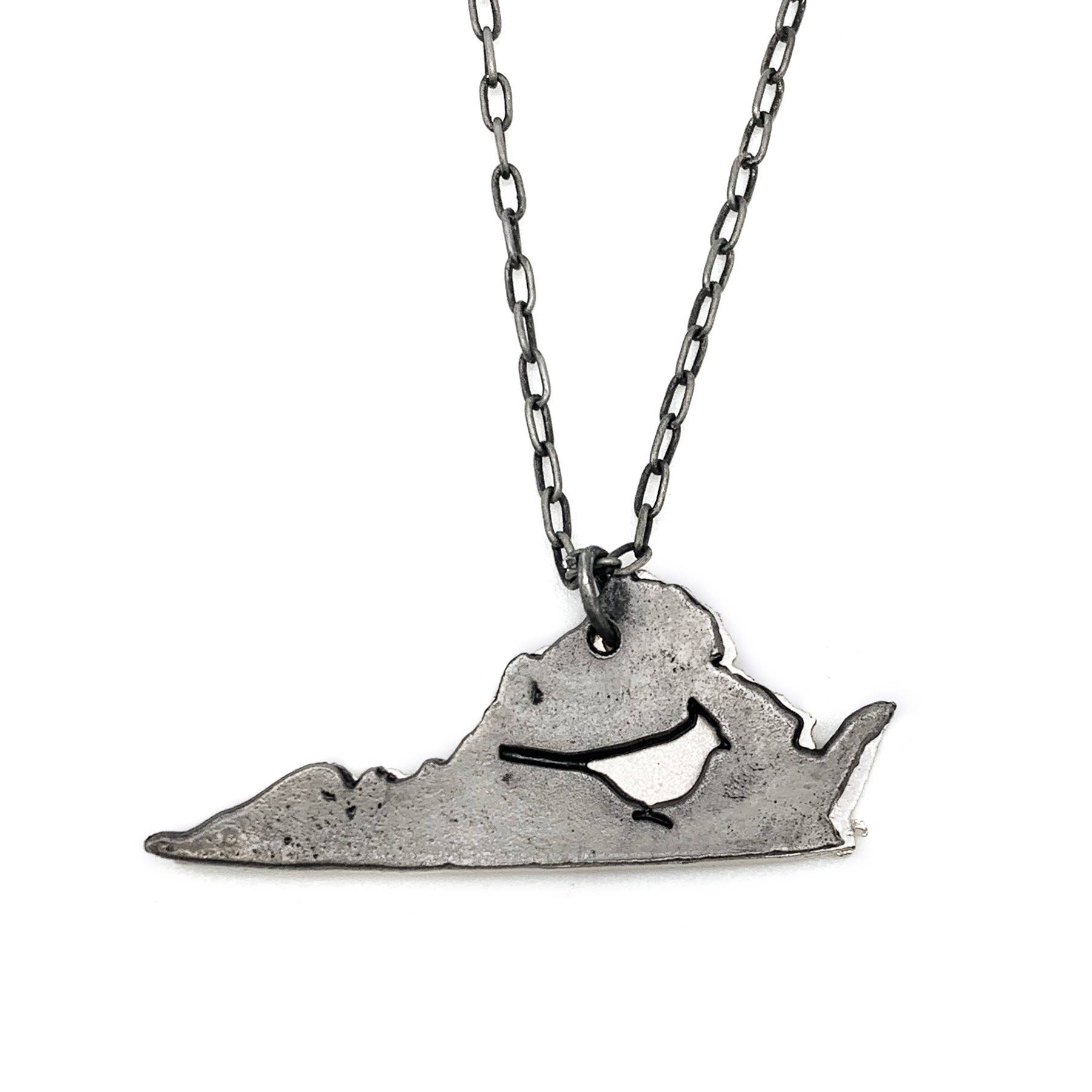 Anju Jewelry - Wholesale Pendant/Charm Necklace - Home State Jewelry - Pewter Necklace - Virginia & Cardinal0