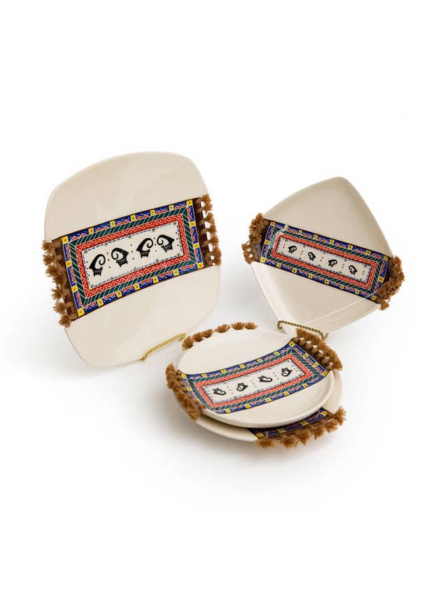 Handmade Kilim Ceramic Plates for wholesale by Flair Interiors