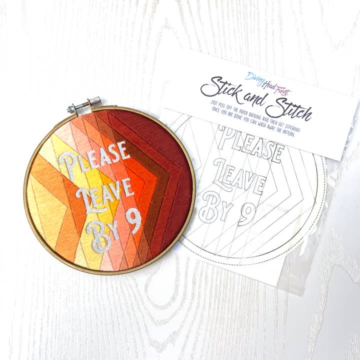 Motivo da ricamo a mano Please Leave, Stick and per la vendita all'ingrosso da parte di Diving Head First