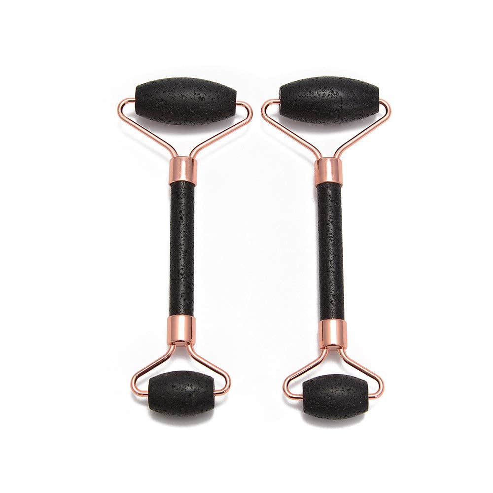 CRCBEADS - Wholesale Face/Beauty Roller - Face Massage Roller Black Lava Size 5.5" Sold Per Piece0