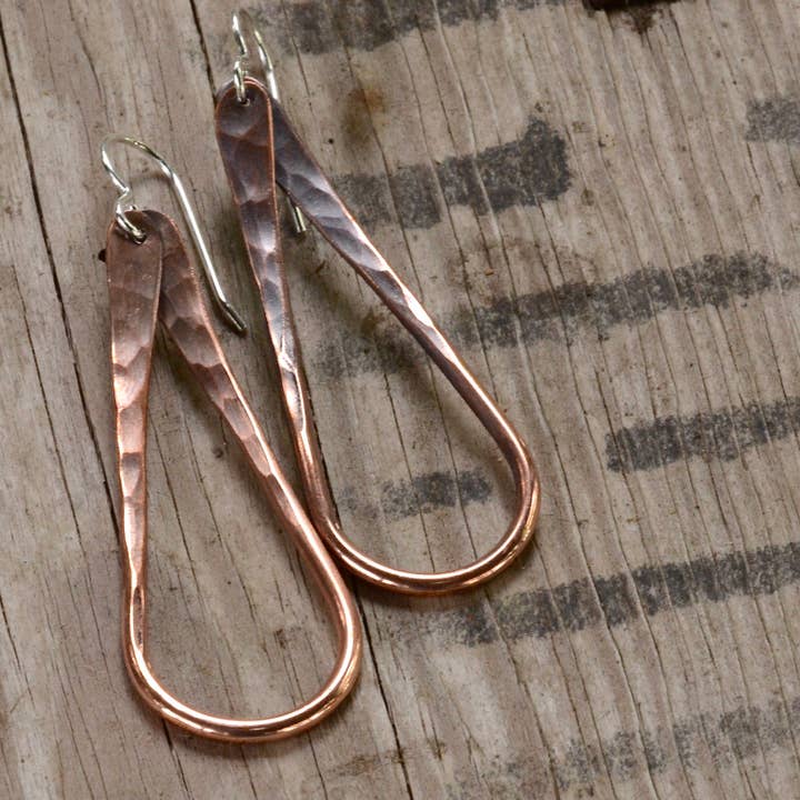Sincerely Sarah - Wholesale Dangle Earrings - Hand Forged Copper Teardrop Earrings1