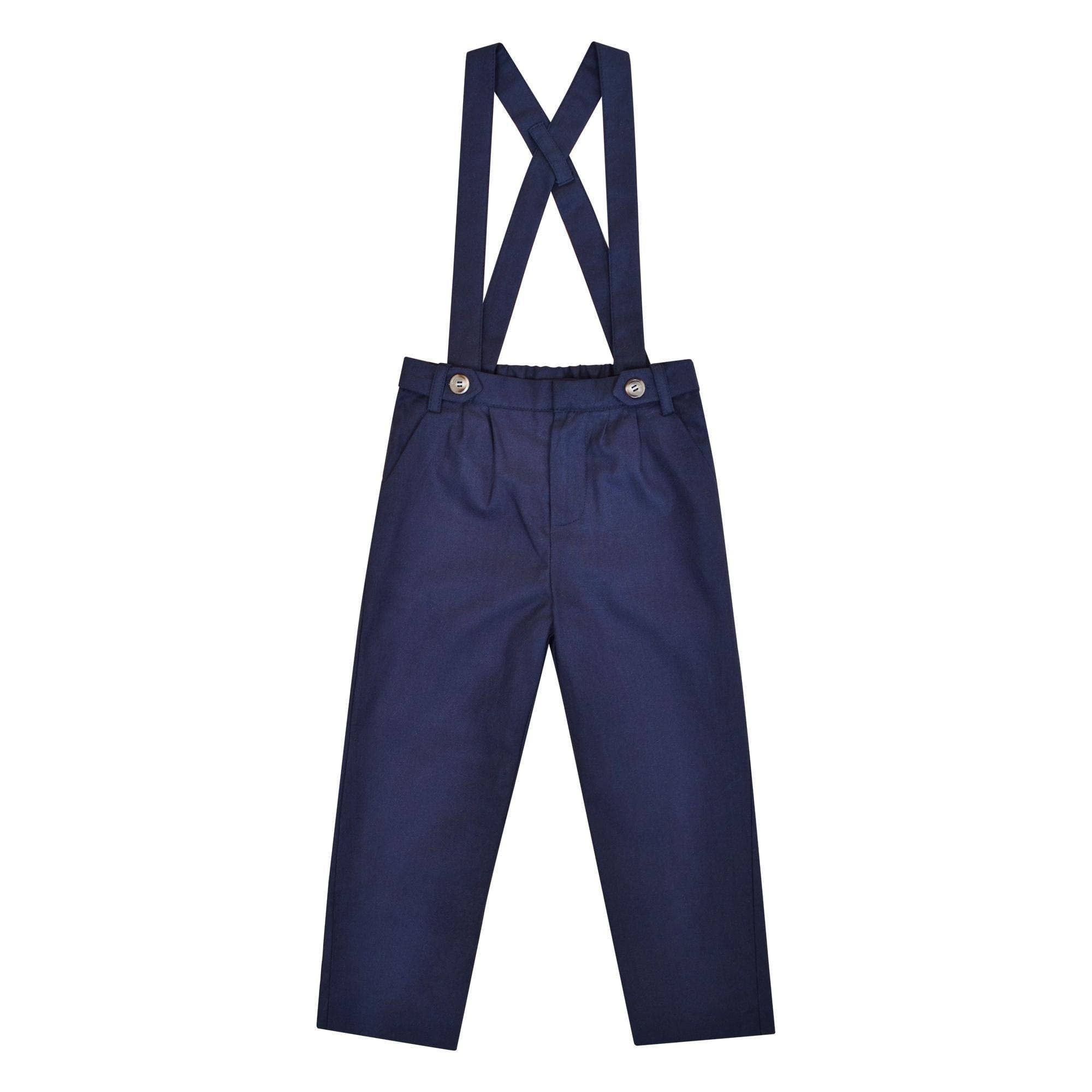 Kidiwi handmade - Wholesale Pants - Kids - Bertrand, Boys' trousers with removable suspenders, in navy organic cotton twill3