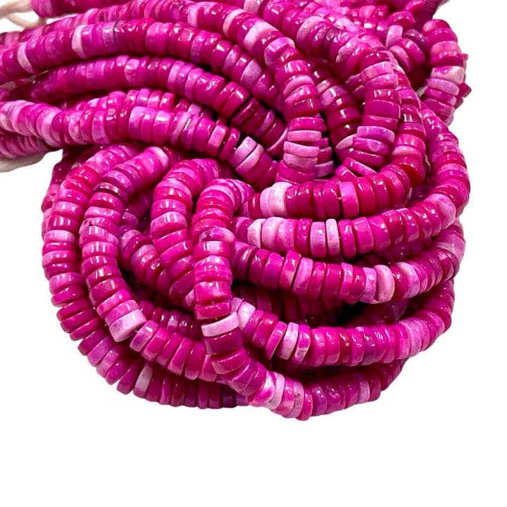 Red Hot Pink Peruvian Opal Gemstone Heishi Tire Beads Strand for wholesale by TRIVENI USA INC