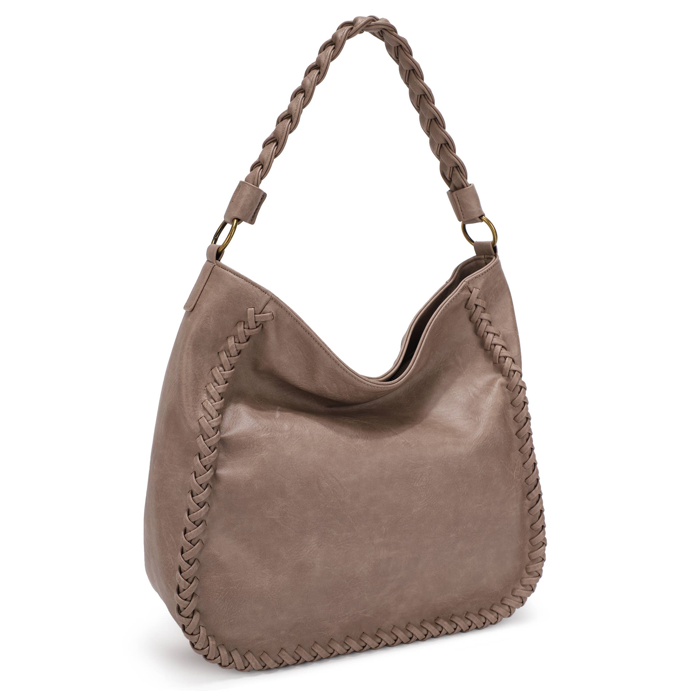 KAYLA+AVA - Wholesale Shoulder Bag - Women's - DEANA HOBO WHIPSTITCH WITH BRAIDED HANDLE1