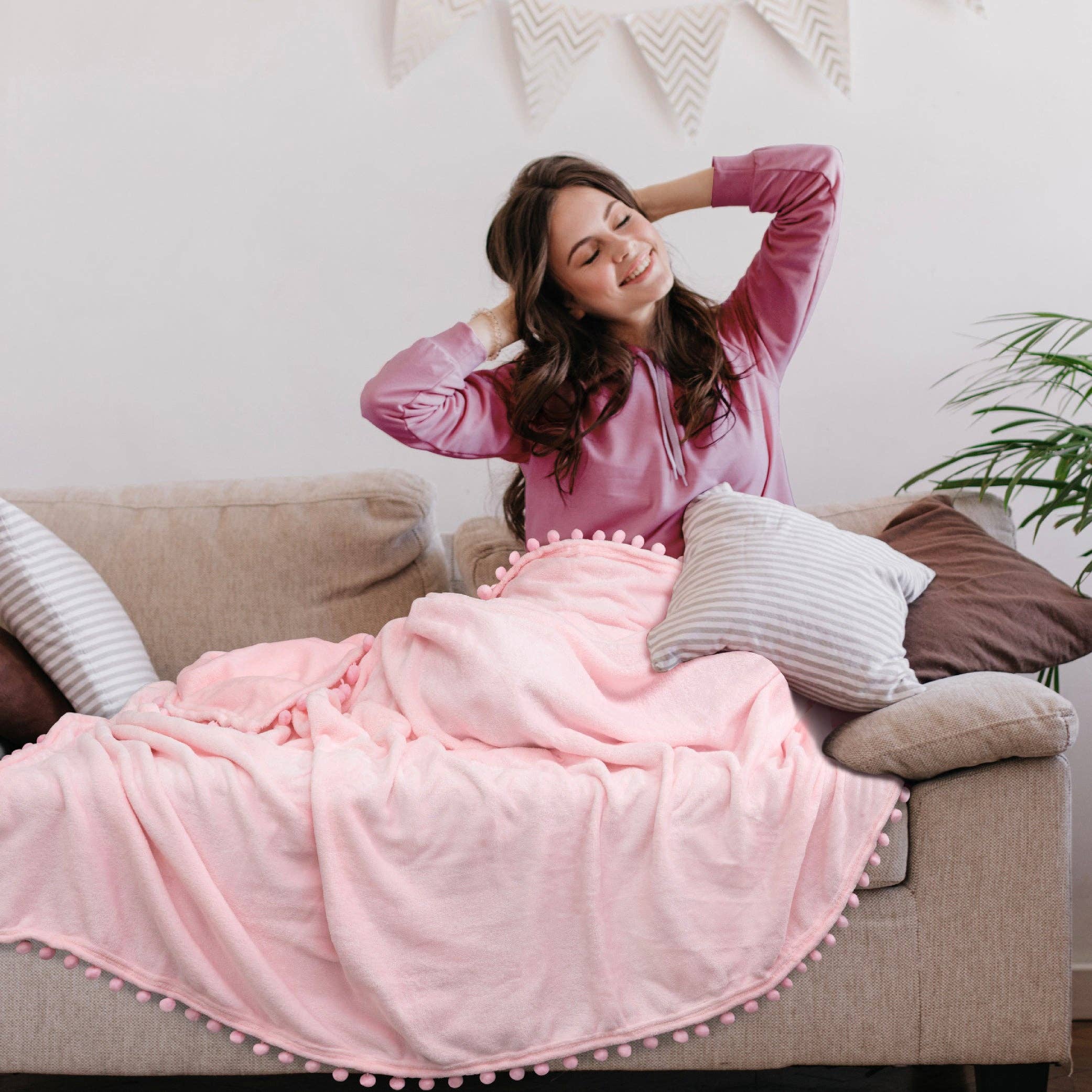 Pavilia – wholesale Prydnadsfilt – Filt med pompom-fransar128