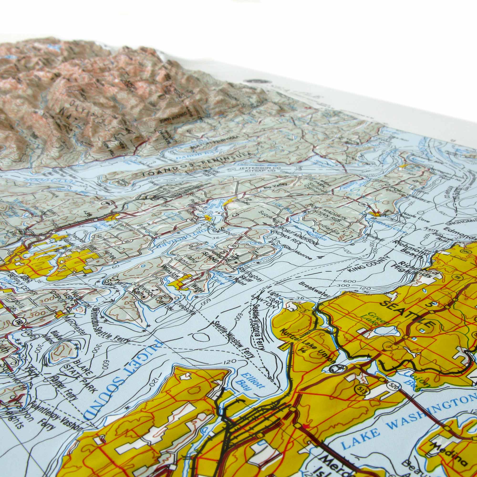 Map Shop - Wholesale Map - Seattle, WA Raised Relief Map by Hubbard1