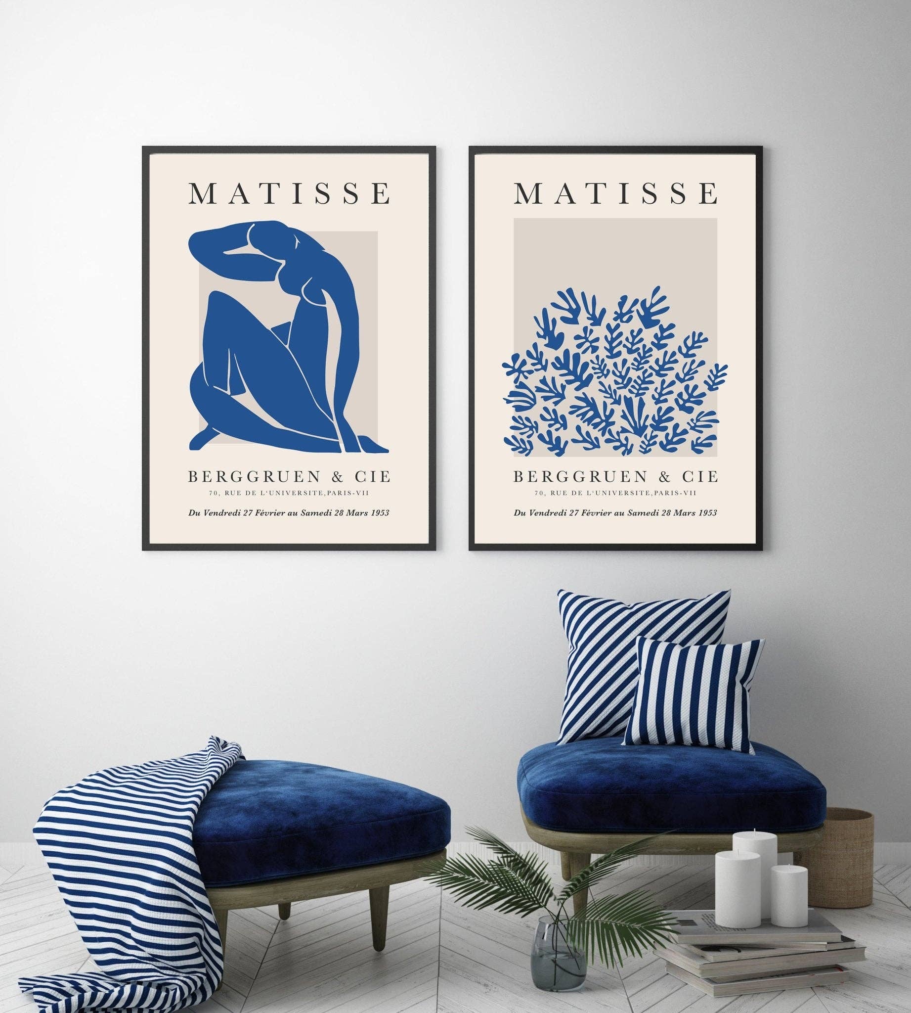 D'LUXE PRINTS – wholesale Art print – Matisse Botanical  - Beige Blue Print1
