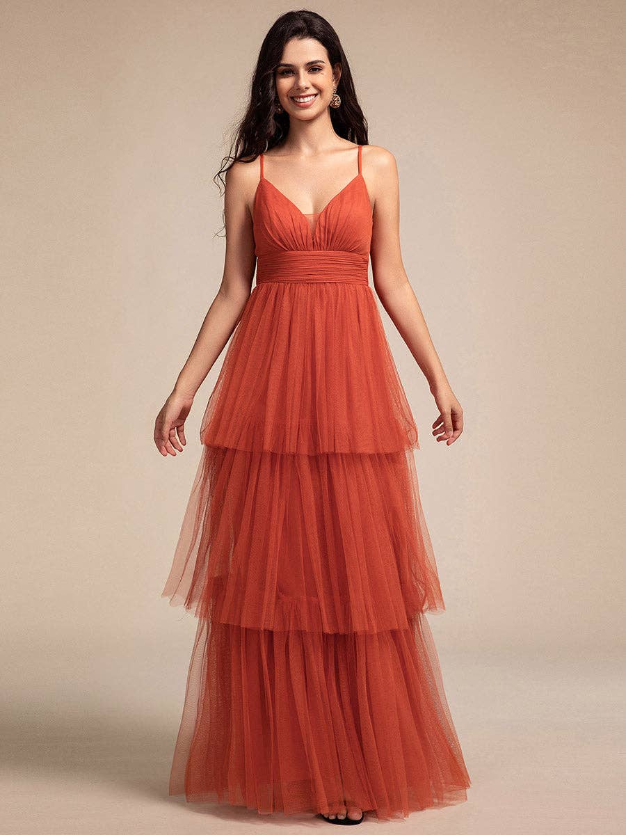 Ever-Pretty - Wholesale Dress - Women's - Romantic See-Through Cake pleated Bridesmaid Dresses1