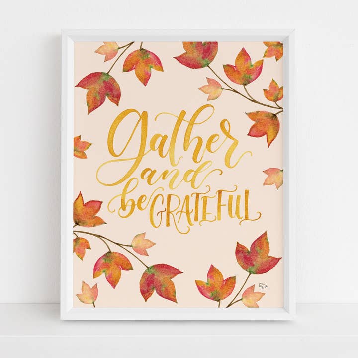 Gather & Be Grateful Art Print for wholesale by Elizabeth Denniston Design