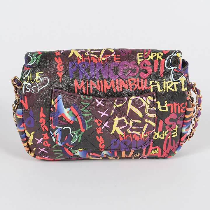 Black Graffiti Quilted Clutch for wholesale on Faire