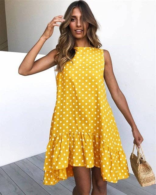 Sharon Tatem Fashion LLC - Wholesale Dress - Women's - Dress Sexy Boho Beach Sundress Women Floral Printed Polka Dot37