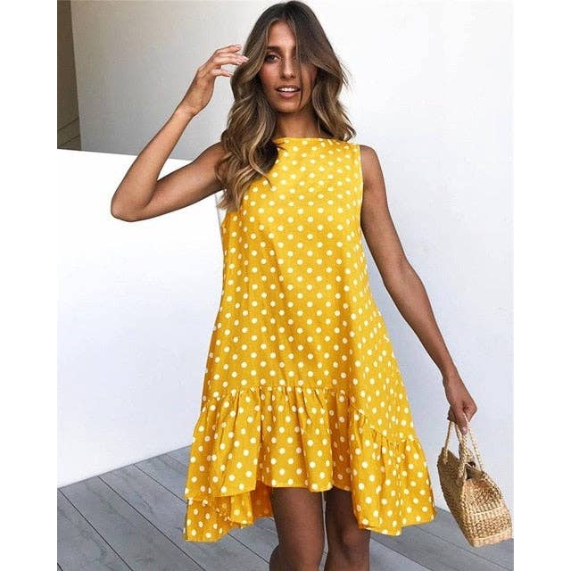 Sharon Tatem Fashion LLC - Wholesale Dress - Women's - Dress Sexy Boho Beach Sundress Women Floral Printed Polka Dot37