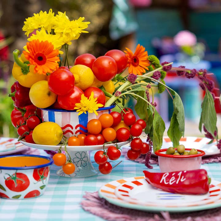 Talking Tables UK – wholesale Bowl – Colourful Stripe Enamel Bowl | 16cm | Spring | Summer |
