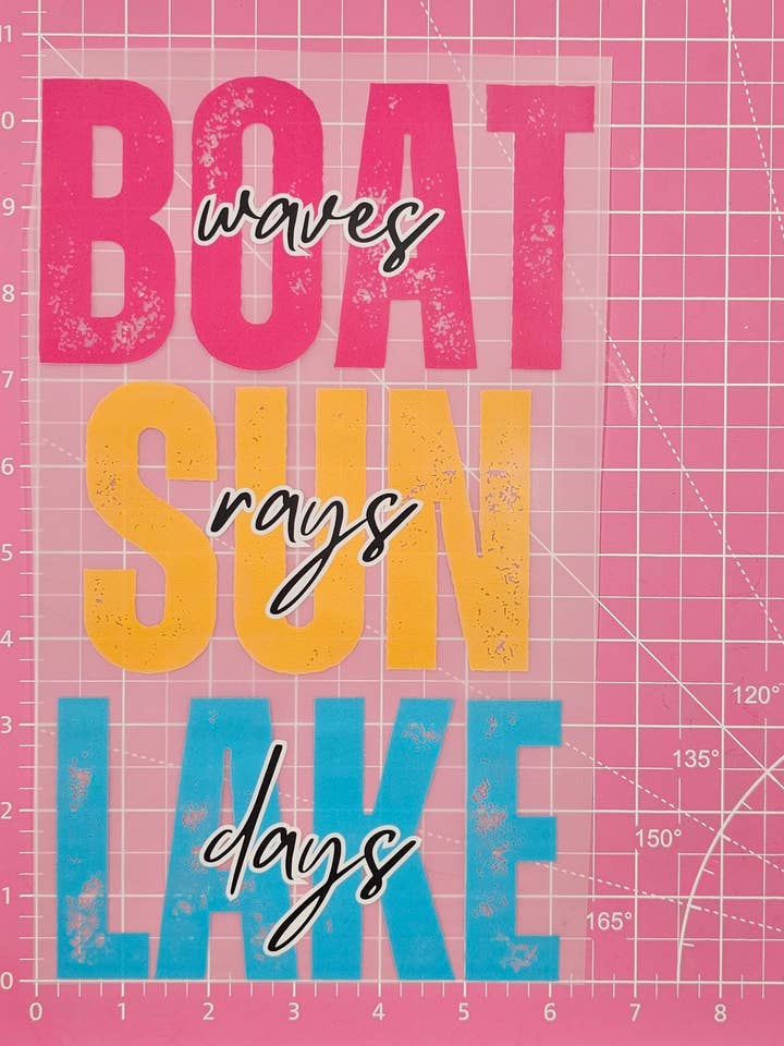 Boat Waves Sun Rays Lake Days DTF Iron On Transfers for wholesale by Scratch Decor