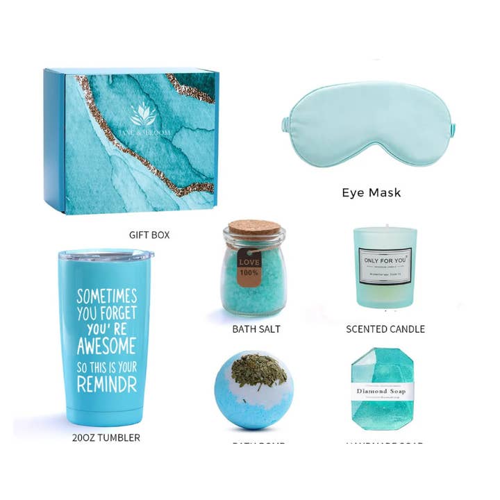 Jane & Bloom - Wholesale Bath & Body Set - Spa Gift Set Breathe & Bloom – 6Pc Spa Gift Box in Turquoise3