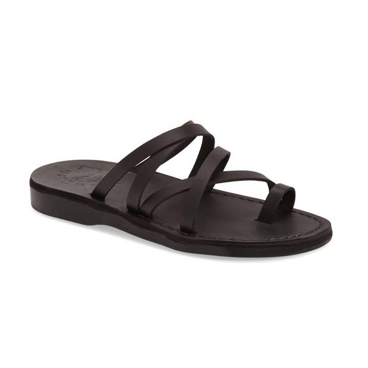 Ariel - Leather Cross Strap Sandal | Black for wholesale by Jerusalem Sandals