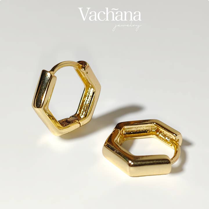 Hexagon Huggie Hoop Earrings for wholesale by Vachana