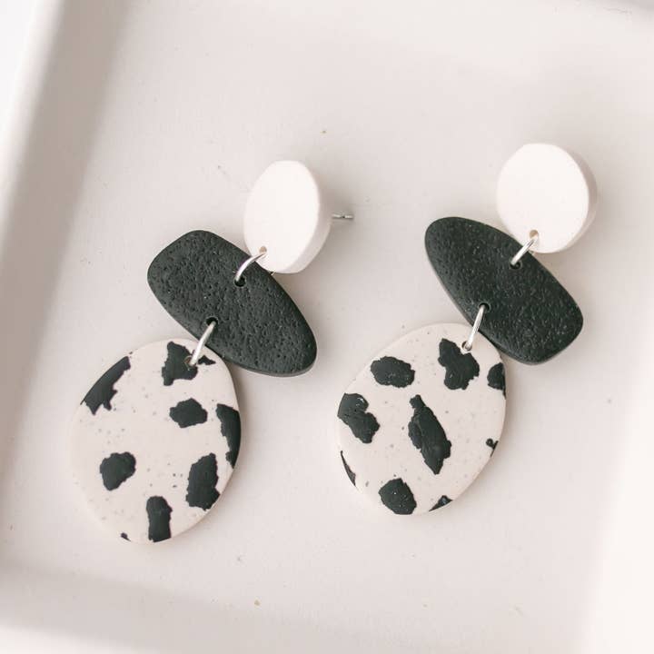 Clay earring | terrazzo organic dangles | neutral collection for wholesale by Hazel n Blue