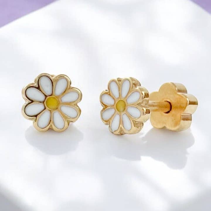 Daisies Tiny Stud Kids Earrings for wholesale by ETHICGOODS