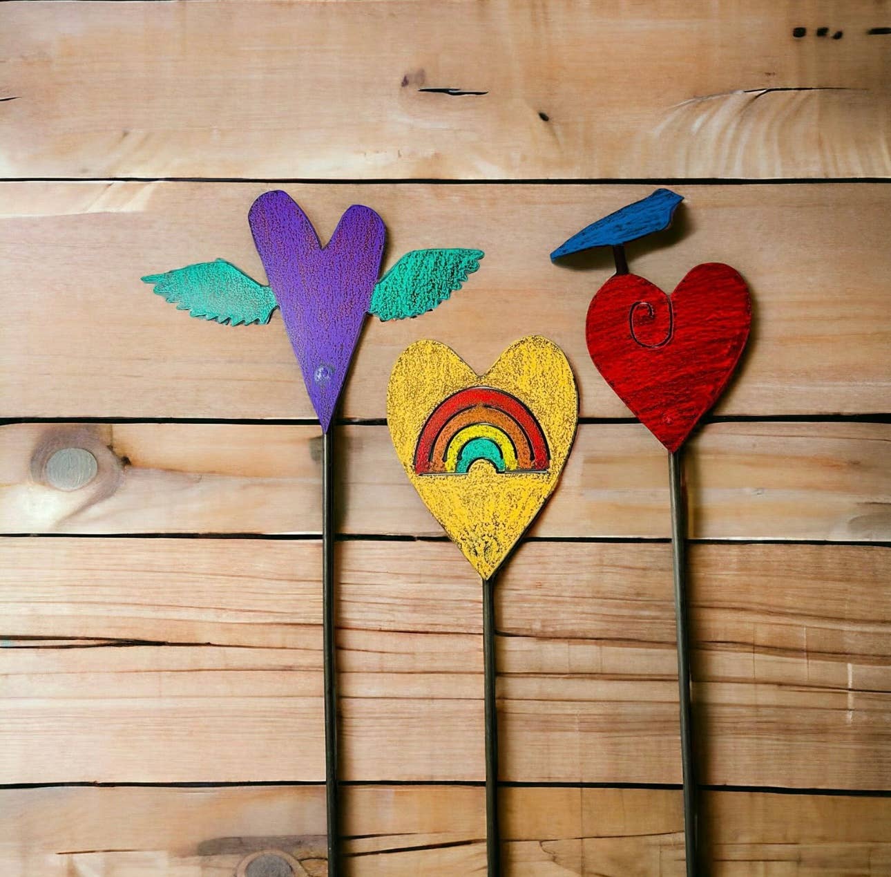 Whimsies - Vendita all'ingrosso Paletti da giardino/prato - Cute Heart, palo per piante, palo da giardino, stravagante, stile bohémien, USA4