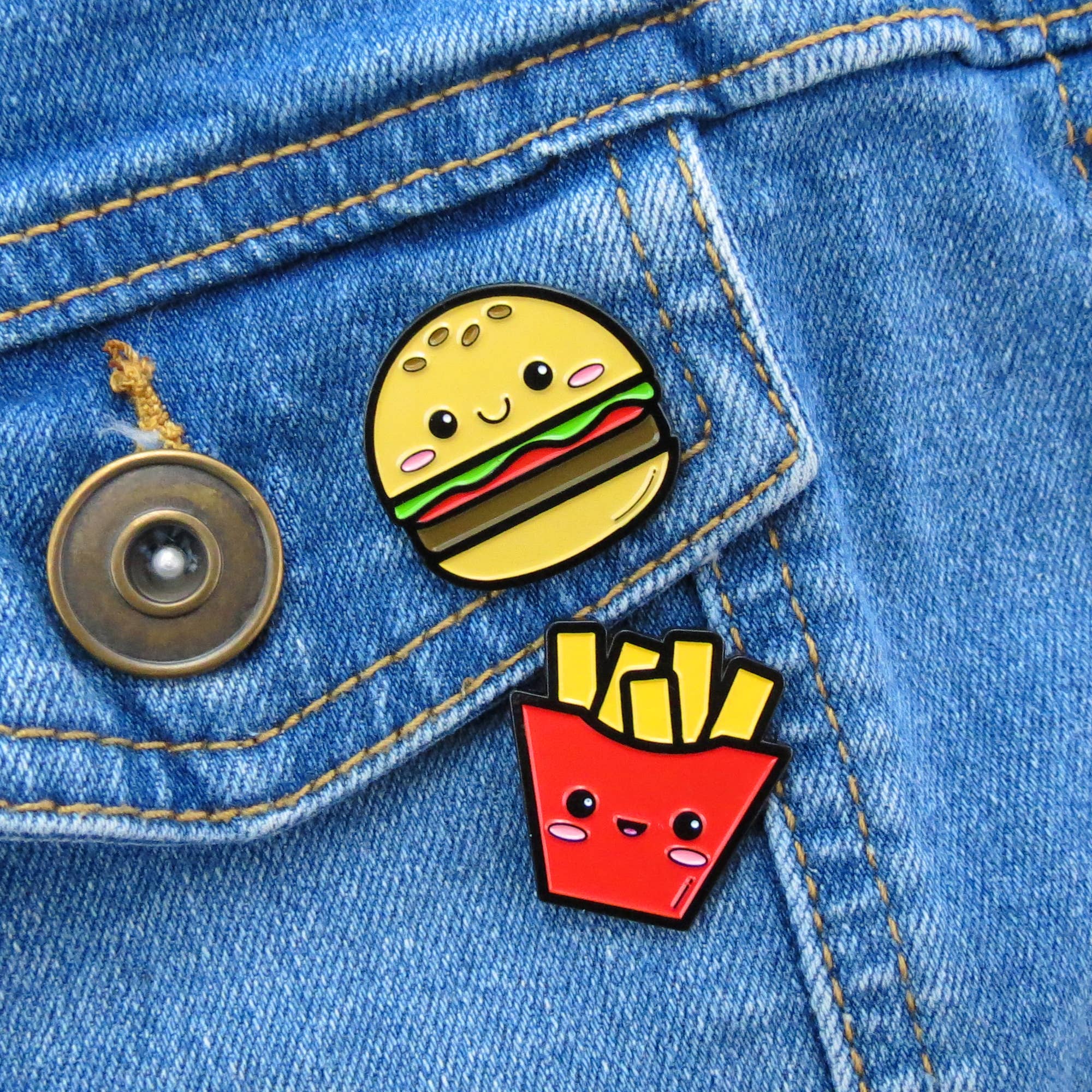 Pals & Co. - Vente Épinglettes/boutons - Ensemble de broches en émail Burger & Fries3