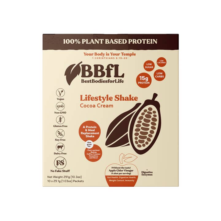 BestBodiesforLife Corp. - Wholesale Protein/Superfood Powder - 100% Plant Based Cocoa - 10 Pack Box1