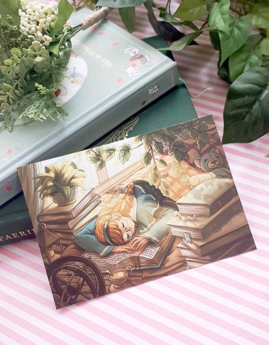 Dreamchaserart – Engroshandel Postkort – Dreamy Bookworm postkort1