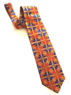 Cravate Pangborn sur le thème du cigare en orange et bleu pour la vente par Pangborn Collection