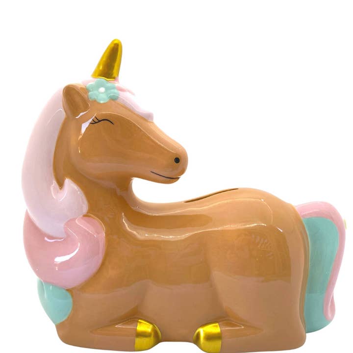 Braunes Einhorn-Spardose für Mädchen für den Großhandel von Precious Little Lamb