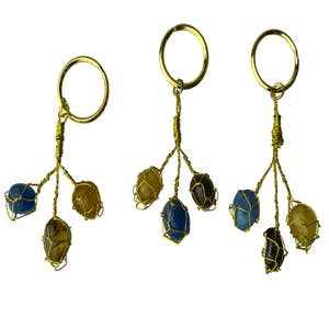 StonesOfHansel Obsidian Crystal Keychain - Tumbled Stone Crystal Keychain - Bulk Crystal Keychain - Healing Gifts - KT1005