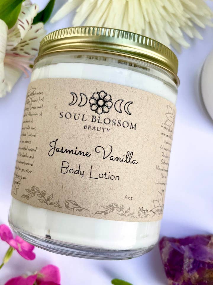 Jasmine & Vanilla All Natural Body Lotion for wholesale by Soul Blossom Beauty