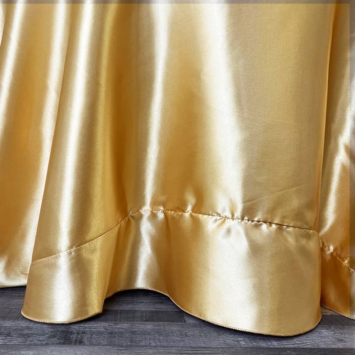 YOUR CHAIR COVERS - Wholesale Tablecloth - 120 inch Satin Round Tablecloth Gold
