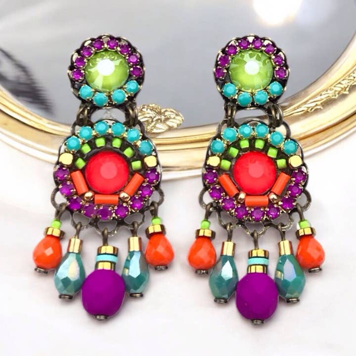 Orecchini di cristallo fatti a mano Fluor World INCA per la vendita all'ingrosso da parte di melizijewelry