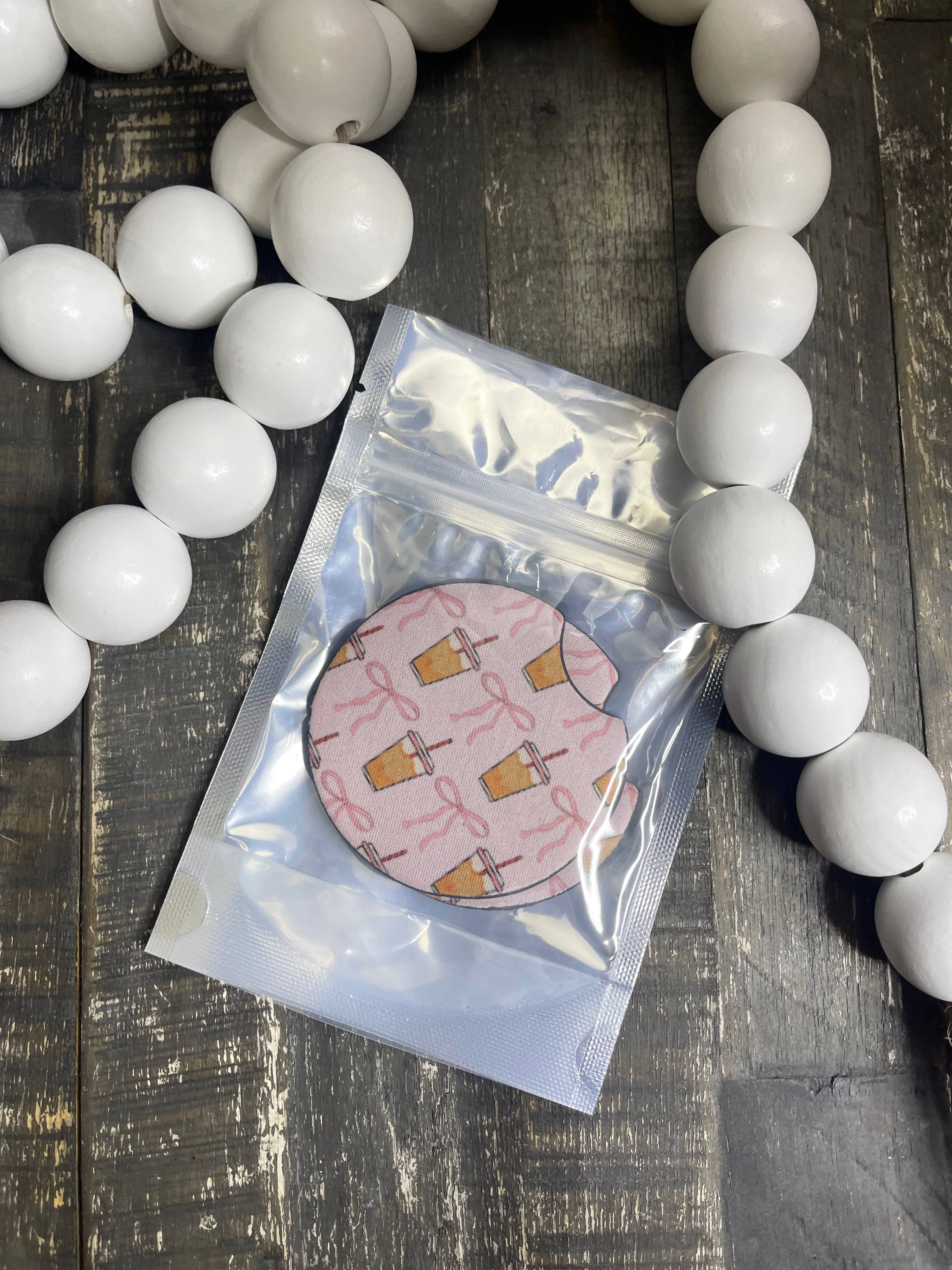 Pink August - Wholesale Car Coaster - Women's - Coffee & Bows Car Coasters1