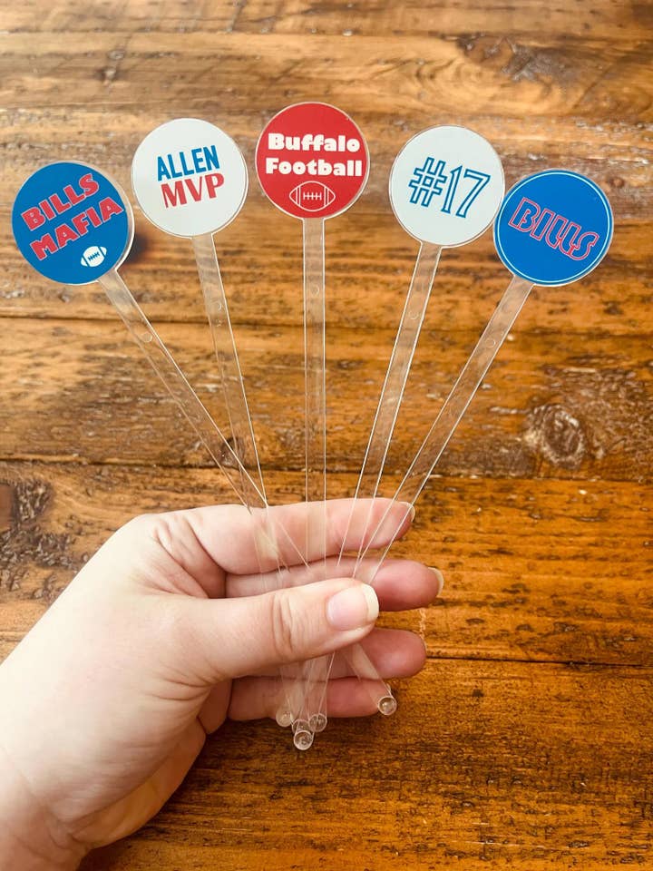 Buffalo Bills Drink Stirrers - Set of 20 Stirrers for wholesale by Stir Crazy Sticks