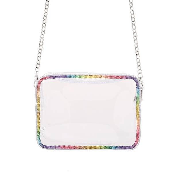 Ladies Clear See Thru Crossbody Rectangle Handbag for wholesale by Nima Accessories Inc