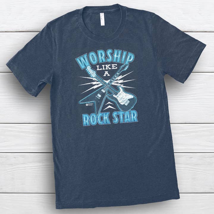 Worship Like a Rockstar - Christian t-shirt for wholesale by Decision Designs
