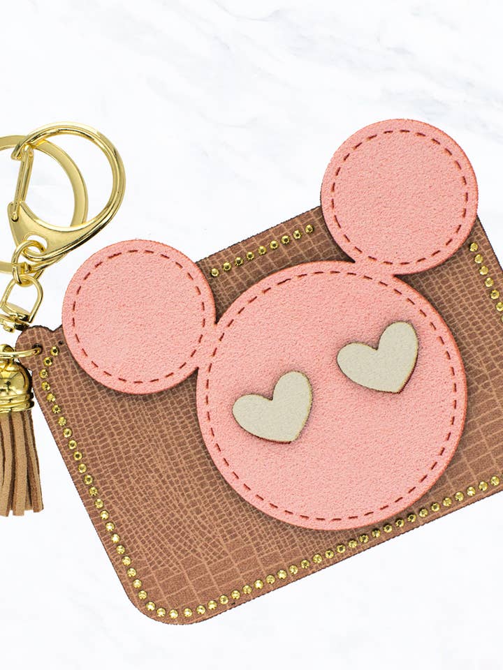 Herzaugen Maus PU-Leder-Kartenhalter, Quasten-Schlüsselanhänger für den Großhandel von Suzie Q USA