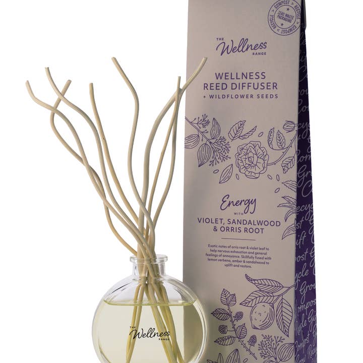 Énergie - Diffuseur de Bien-être à Roseaux à la Violette, au Bois de Santal et à la Racine d'Iris - (lot de 6) pour la vente par The Fragrance House Group