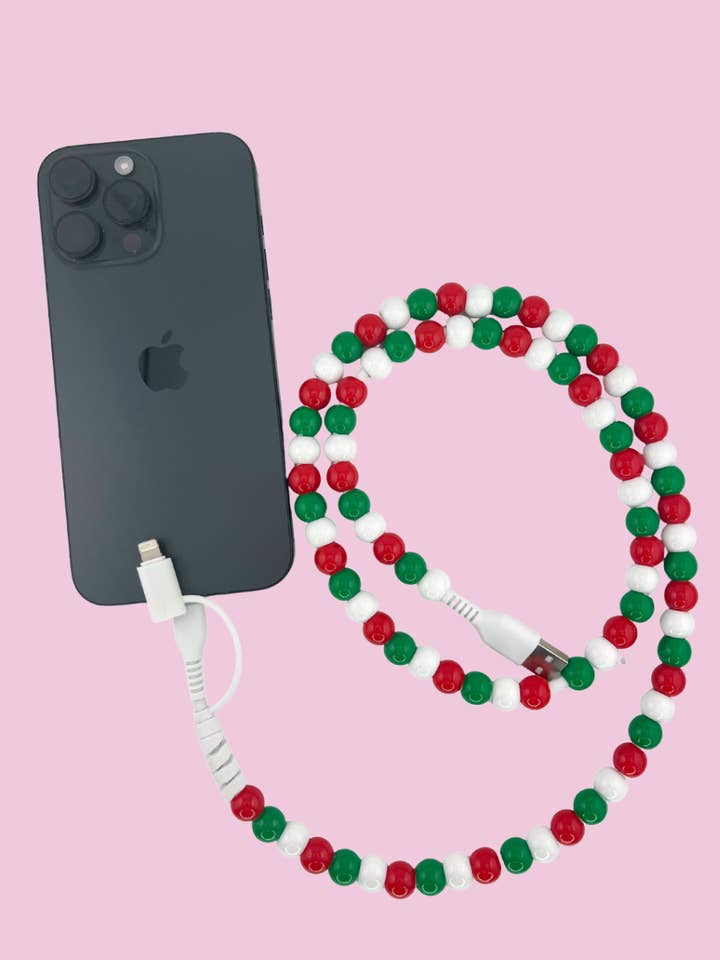2 in 1 Beaded USB Charger- Christmas Edition for wholesale by Jess Lea