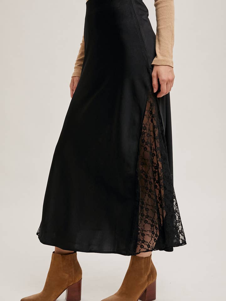 Bluivy – wholesale Skirt – Women’s – LACE TRIMMED MID-RISE SATIN MIDI SKIRT27