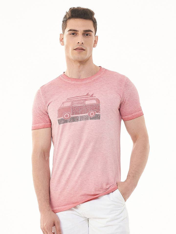 Garment Dyed T-Shirt aus Bio-Baumwolle mit Print for wholesale by ORGANICATION