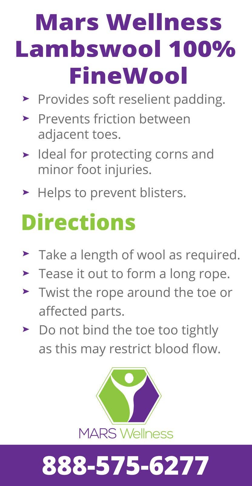 Mars Wellness - Wholesale Voetcrème - Lamswol voor Voetentenen Scheider - 3/8 oz7