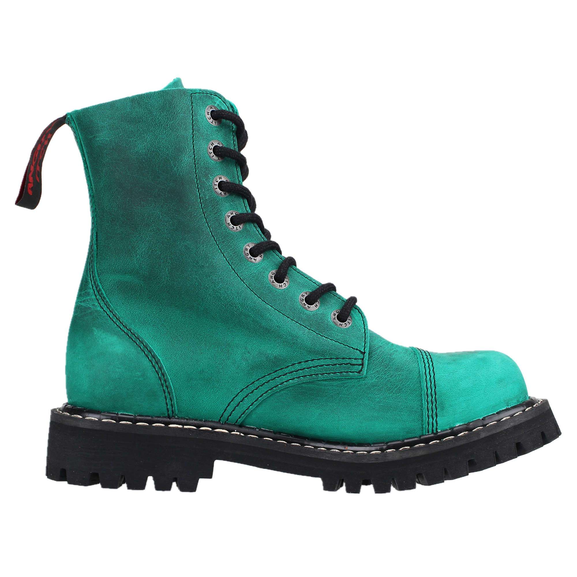 Angry Itch - Premium Boots - Vendita all'ingrosso Anfibi/stivali militari - Donna - Stivali vintage verdi smeraldo con 8 occhielli3